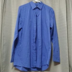 Solid Blue Men Button Down Dress Shirt